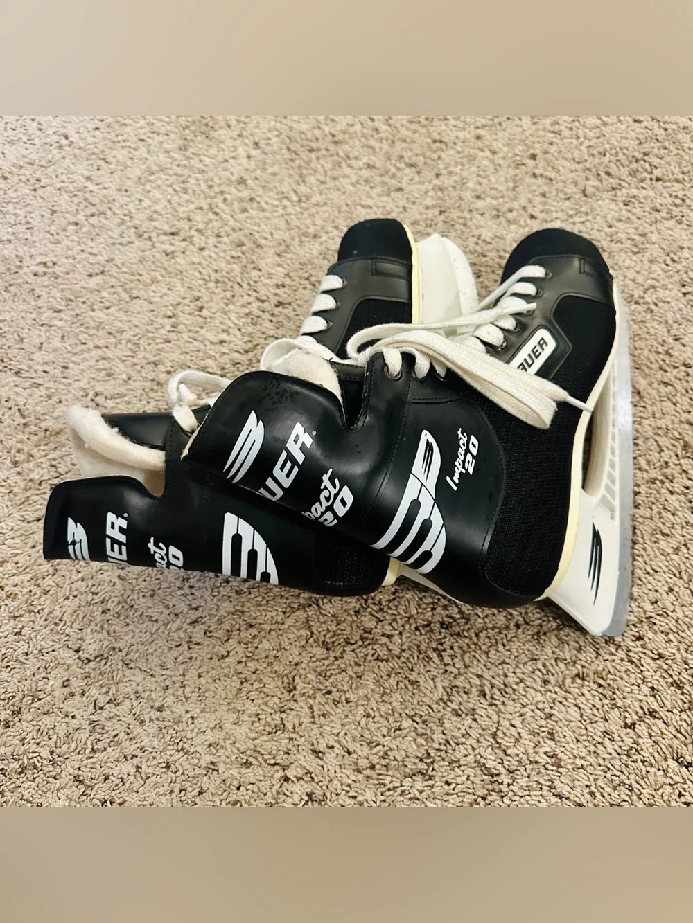 Bauer Impact 20 Men's Black Hockey Skates with White Accents